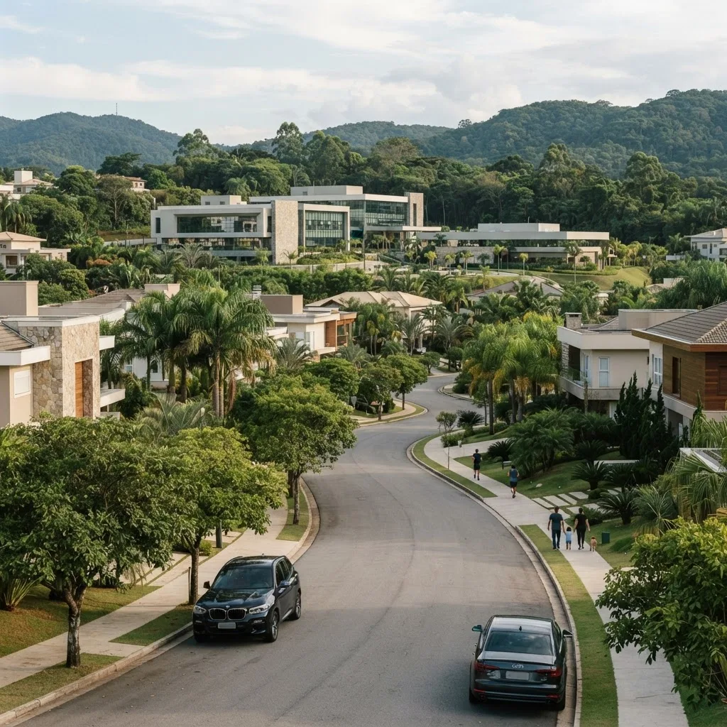 Bairro arborizado com equipamentos de educação e saúde