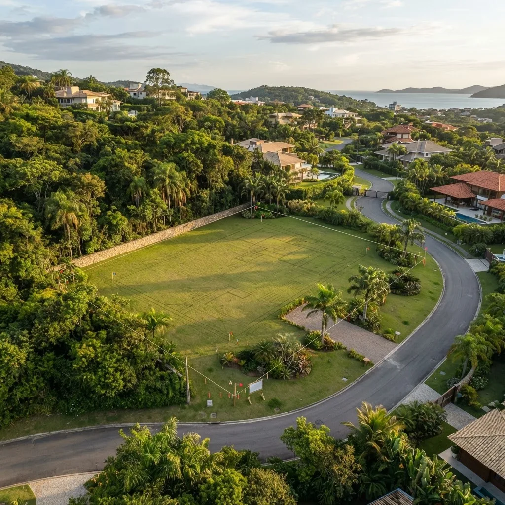Vista aérea de um terreno plano residencial